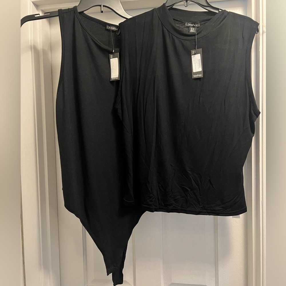 Black Sleeveless Tops by Boohoo
